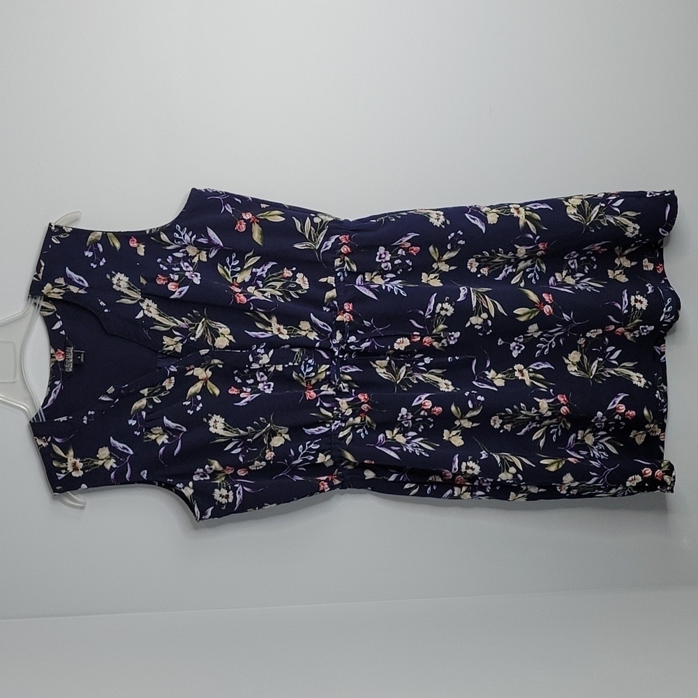 Nicole Miller Original Floral Sleeveless Drawstring Cinch Waist Dress Size Large
